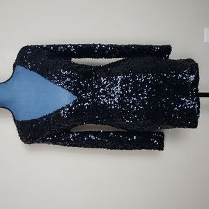Blue Sequined Plunging Neckline VENUS Dress